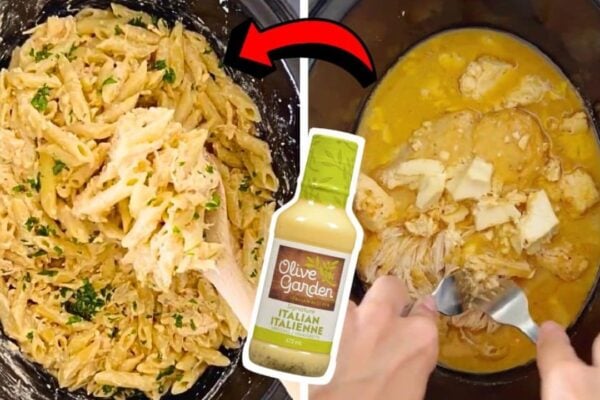 5-Ingredient Olive Garden Crockpot Chicken & Pasta, homemade and freshly served