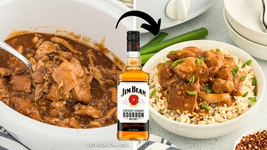 Easy Crockpot Bourbon Chicken, homemade and freshly served