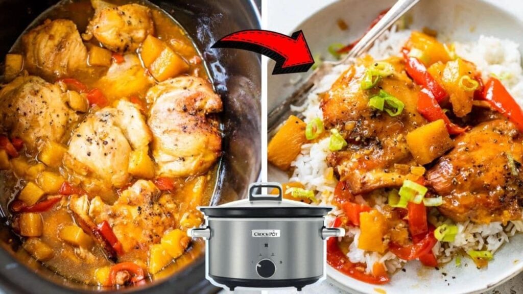 Easy Crockpot Hawaiian Chicken, homemade and freshly served