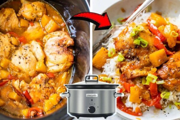 Easy Crockpot Hawaiian Chicken, homemade and freshly served