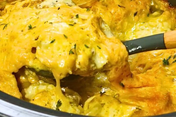 Easy Creamy Scalloped Potatoes Crockpot, homemade and freshly served