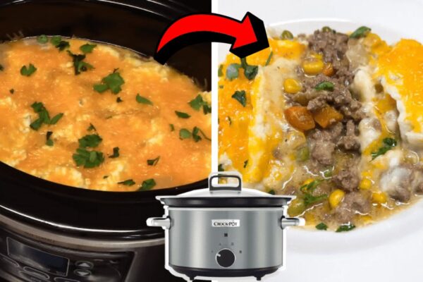 Easy Crockpot Shepherd's Pie, homemade and freshly served