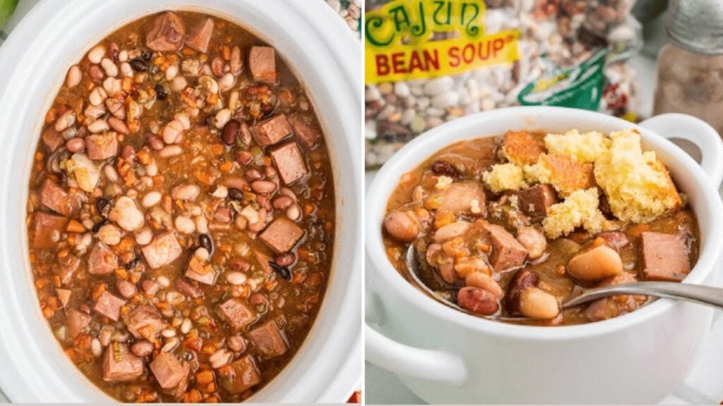 Easy Crockpot Turkey 15 Bean Soup, homemade and freshly served