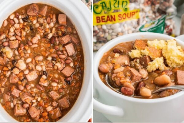 Easy Crockpot Turkey 15 Bean Soup, homemade and freshly served