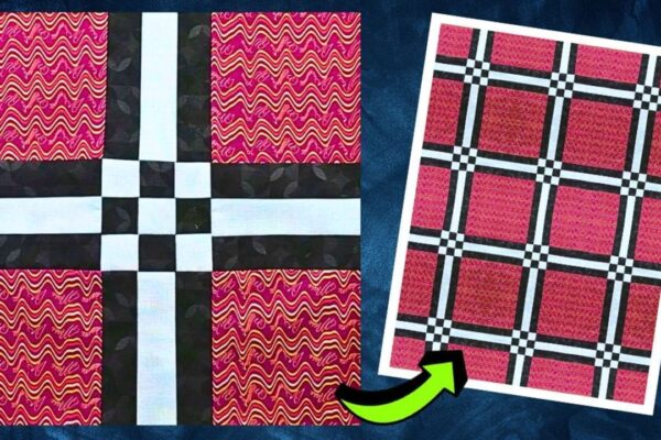 Finished Easy Crossroads Quilt Block for Beginners, a completed DIY project