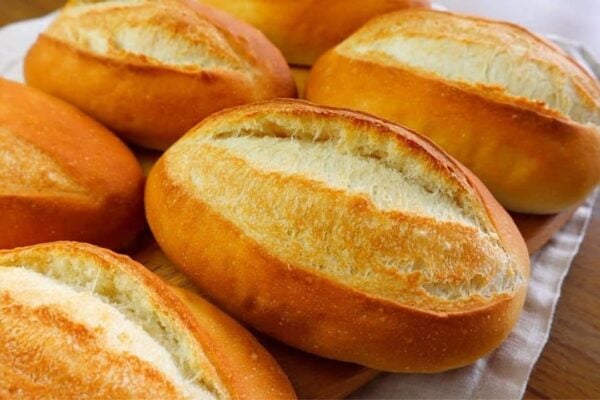 Crusty French Bread Rolls, homemade and freshly served