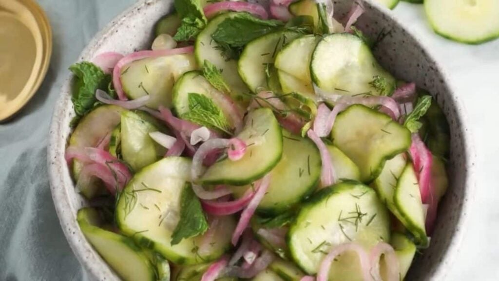 Easy Cucumber Salad, homemade and freshly served