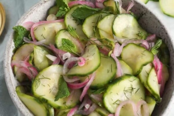 Easy Cucumber Salad, homemade and freshly served