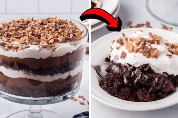 Easy Death by Chocolate Trifle Dessert, homemade and freshly served