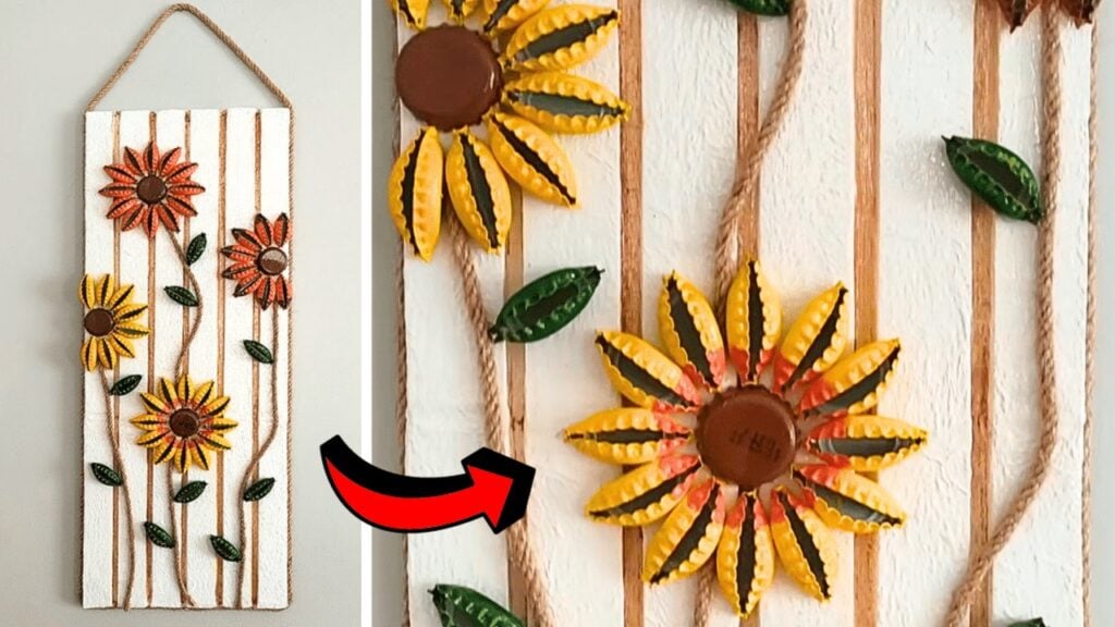 Finished Easy DIY Wall Hanging Decor Using Bottle Caps, a completed DIY project