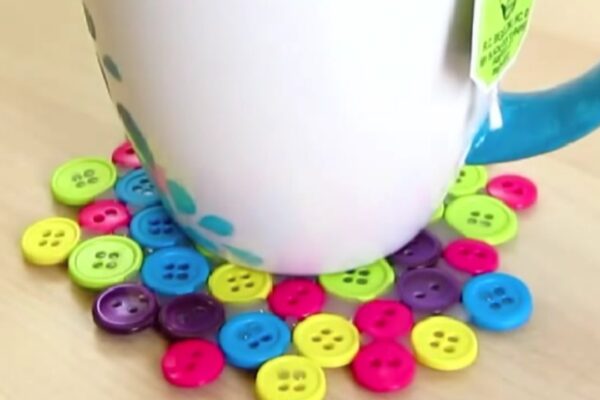 Finished Easy DIY Button Coaster, a completed DIY project