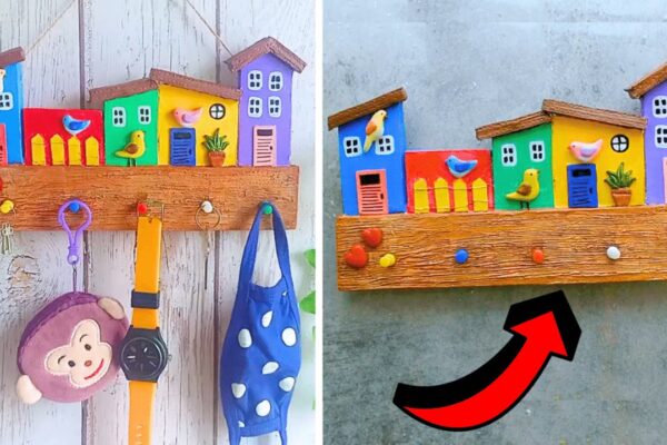 Finished Easy DIY Cardboard Birdhouse Key Holder, a completed DIY project