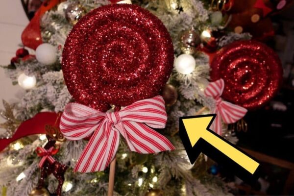 Finished Giant DIY Christmas Lollipop Décor, a completed DIY project