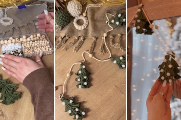 Finished Easy DIY Christmas Tree Yarn Garland, a completed DIY project