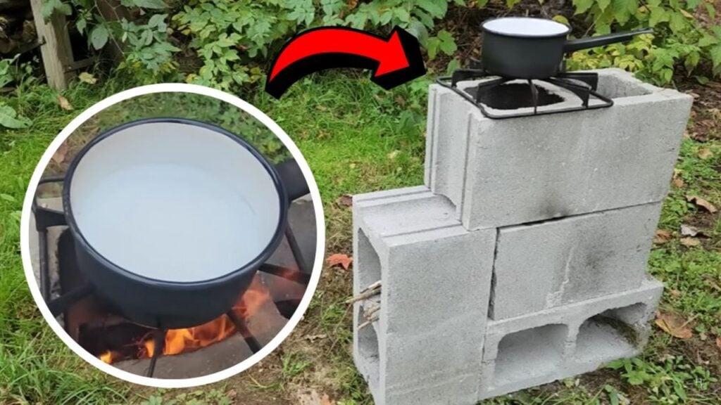 Finished How to Build an Emergency Cinder Block Rocket Stove, a completed DIY project