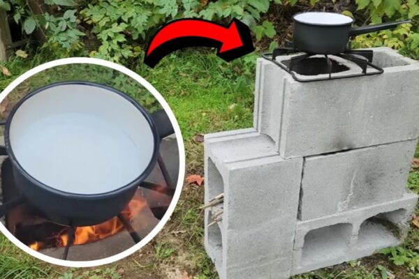 Finished How to Build an Emergency Cinder Block Rocket Stove, a completed DIY project