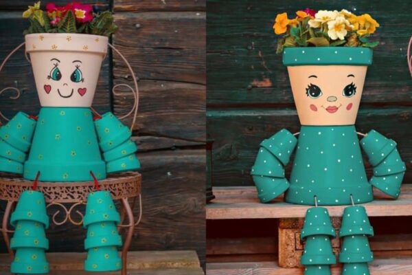 Finished Super Easy Clay Flower Pot People, a completed DIY project