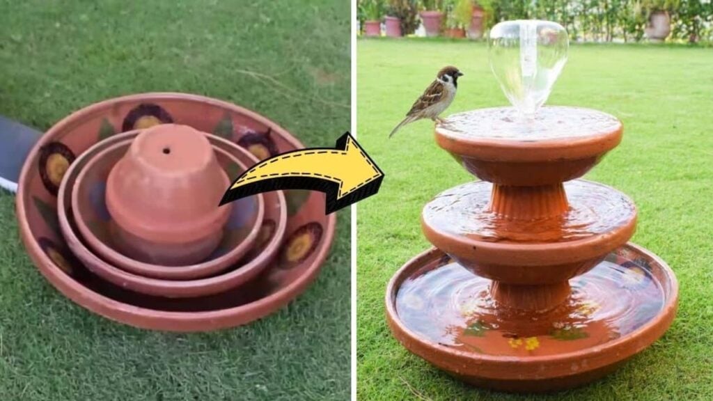 Finished Easy DIY Clay Saucer Fountain, a completed DIY project