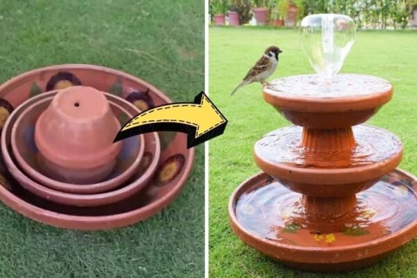 Finished Easy DIY Clay Saucer Fountain, a completed DIY project