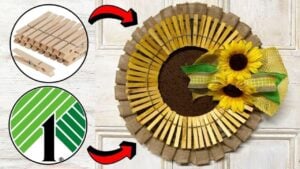 Finished Easy DIY Clothespin Sunflower Wreath, a completed DIY project