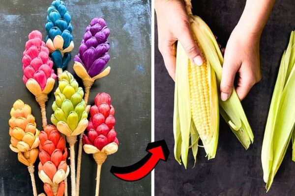 DIY Flowers Using Corn Husks, homemade and freshly served