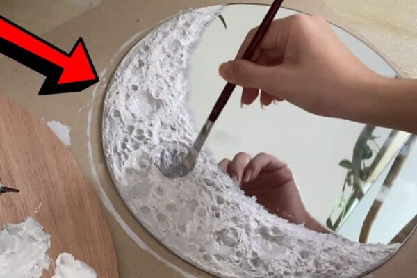 Finished Faux High-End DIY Crescent Moon Mirror, a completed DIY project
