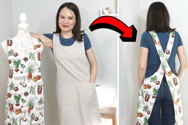 Finished Easy DIY Cross-Back Apron, a completed DIY project