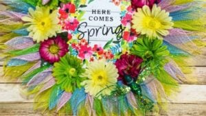 Finished a Simple Dollar Tree Spring Wreath, a completed DIY project