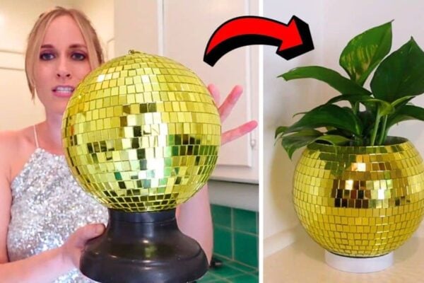 Finished Easy DIY Dollar Tree Disco Ball Planter, a completed DIY project