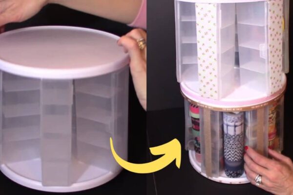 Finished Inexpensive Dollar Tree DIY Rotating Storage, a completed DIY project