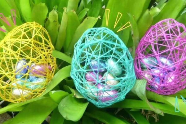 DIY Easter String Egg Treat Holder, homemade and freshly served