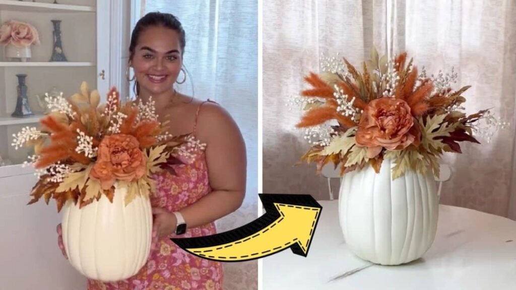 a DIY Kitchen Table Pumpkin Centerpiece, homemade and freshly served