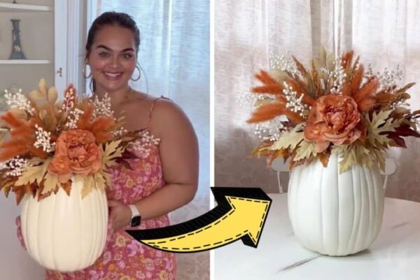 a DIY Kitchen Table Pumpkin Centerpiece, homemade and freshly served