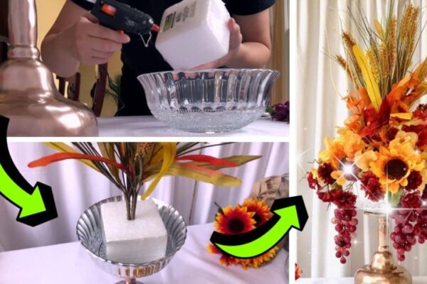 Easy DIY Fall Floral Centerpiece, homemade and freshly served