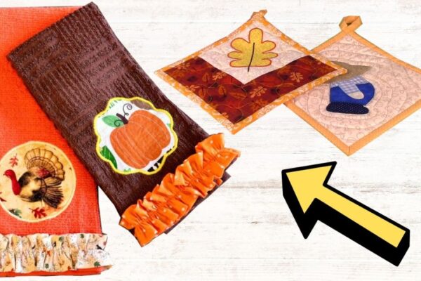 Finished Easy-To-Sew DIY Fall Kitchen Towel, a completed DIY project