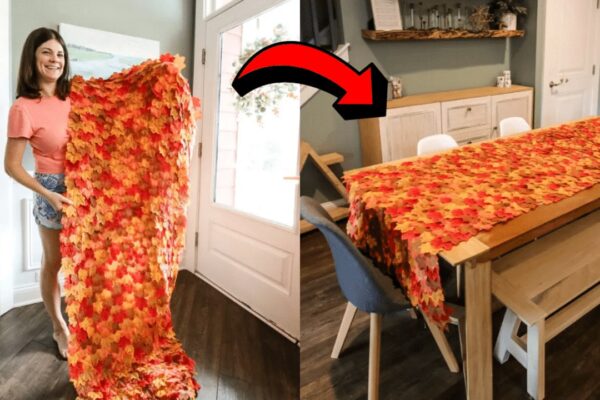Finished Easy DIY Fall Leaf Table Runner, a completed DIY project