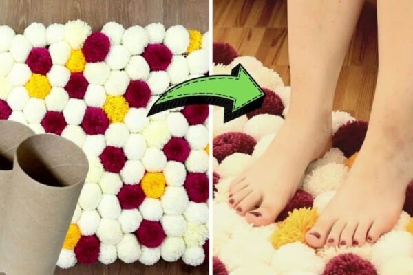 Finished Easy DIY Fluffy Bobble Rug, a completed DIY project