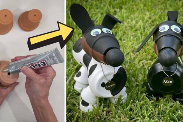 Finished Easy DIY Garden Clay Pot Dogs, a completed DIY project