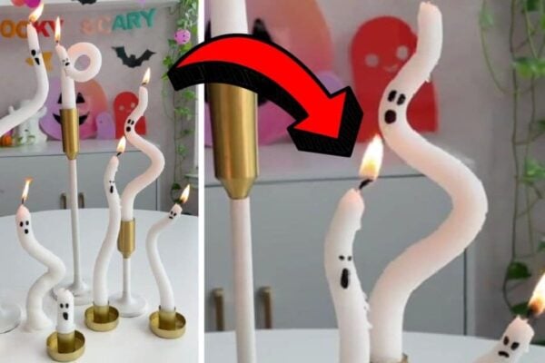 Finished Super Easy DIY Ghost Candle, a completed DIY project