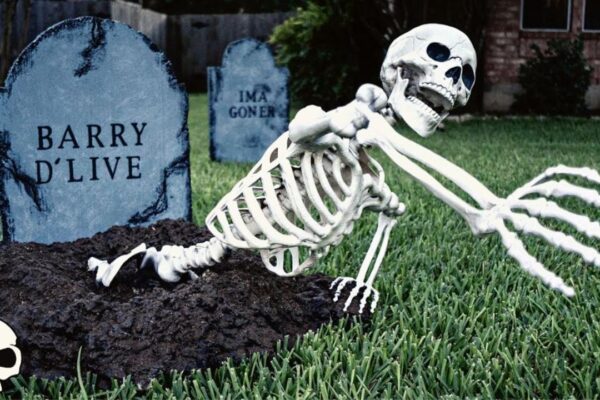 Finished Easy DIY Graveyard Skeleton Halloween Props, a completed DIY project