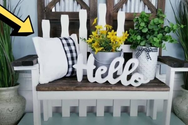 Finished Easy DIY Modern Farmhouse Wooden Bench Planter, a completed DIY project