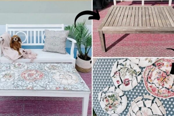 Finished Easy DIY Mosaic Table Using Broken Dishes, a completed DIY project
