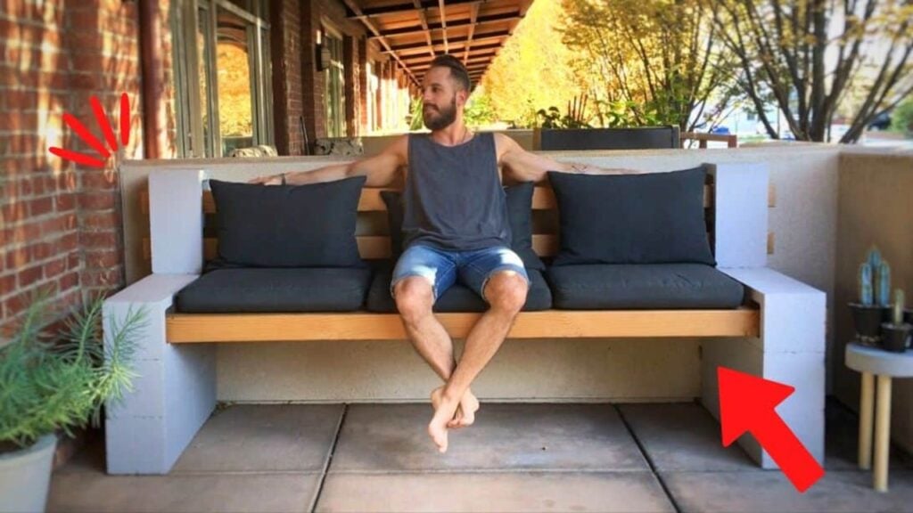 Finished Easy DIY Outdoor Cinder Block Bench, a completed DIY project