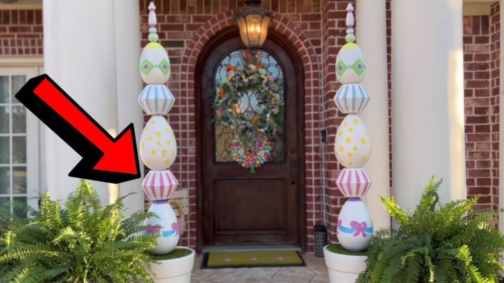 Large DIY Outdoor Easter Egg Topiary Décor, homemade and freshly served