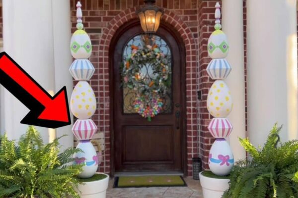 Large DIY Outdoor Easter Egg Topiary Décor, homemade and freshly served