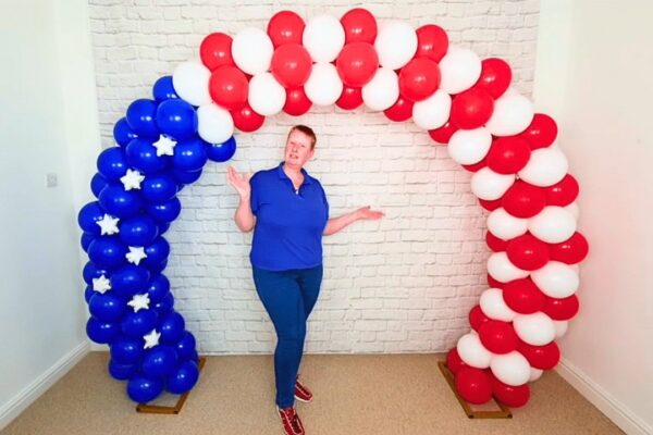 Finished Easy DIY 4th of July Balloon Arch Decor, a completed DIY project