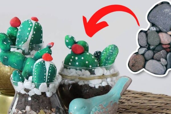 Finished Easy DIY Pebble Cactus, a completed DIY project