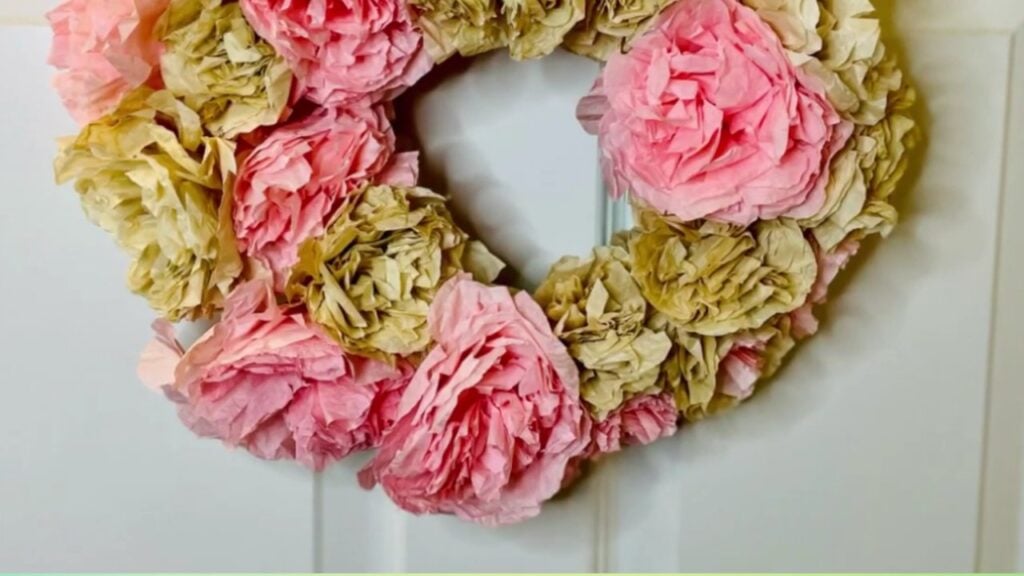Finished Easy DIY Peony Wreath Using Coffee Filters, a completed DIY project
