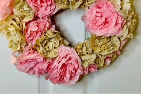 Finished Easy DIY Peony Wreath Using Coffee Filters, a completed DIY project