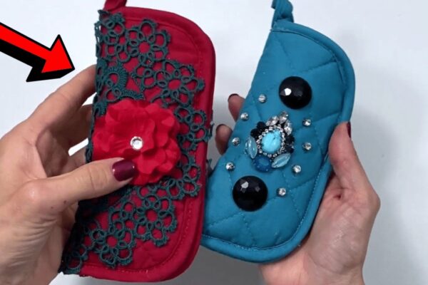 Finished an Eyeglass Case from a Pot Holder, a completed DIY project